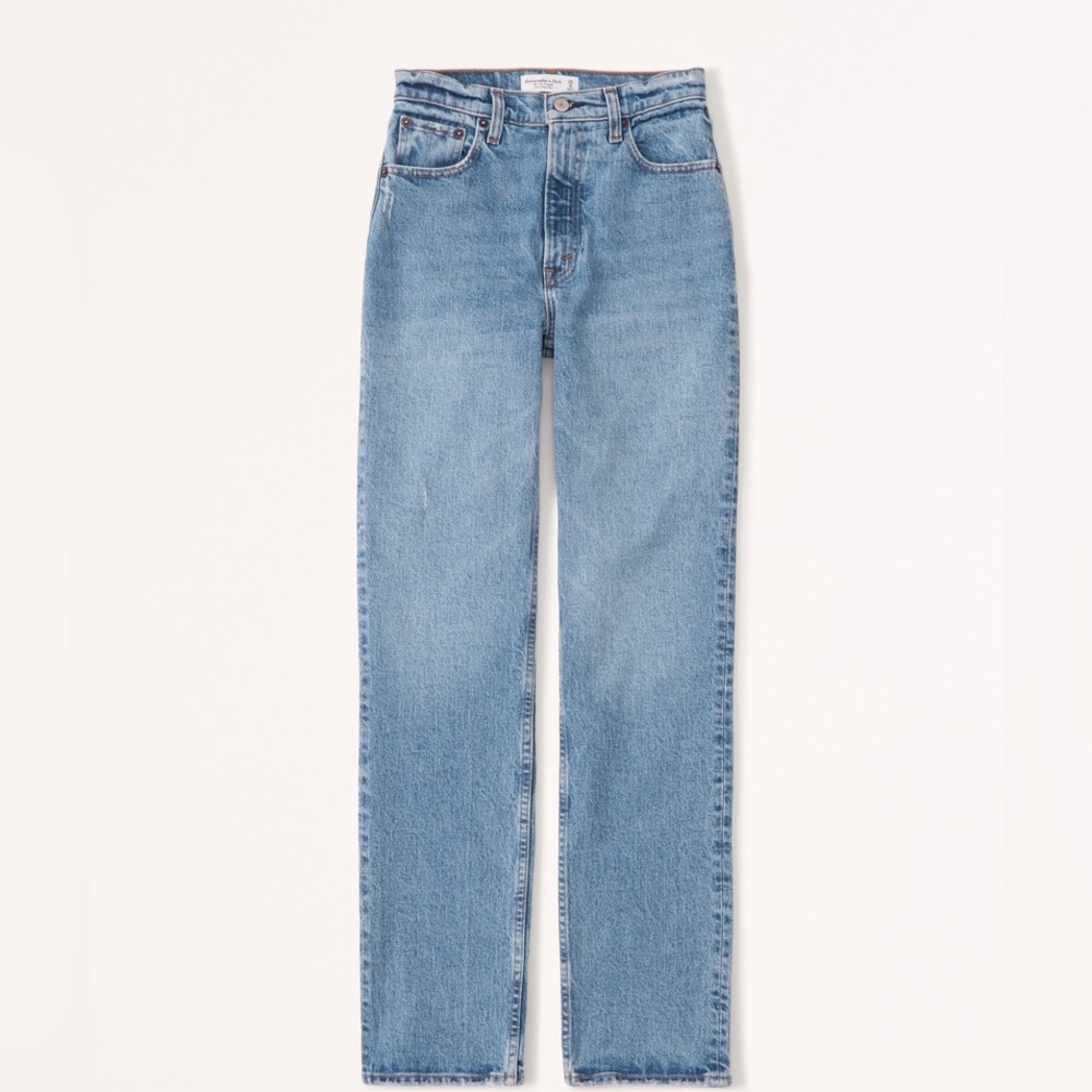 Abercrombie & Fitch 90s Ultra High Rise Straight Leg Light Blue Flare Jeans